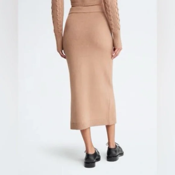 Calvin Klein Women's Cable-Knit Pull-On Midi Skirt Size L - Picture 3 of 9